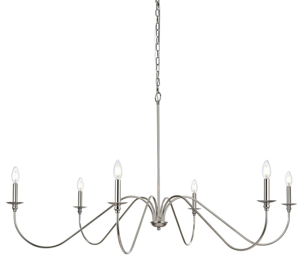 Elegant Lighting LD5056D54 Rohan 6 Light 54"W Taper Candle Style - Polished