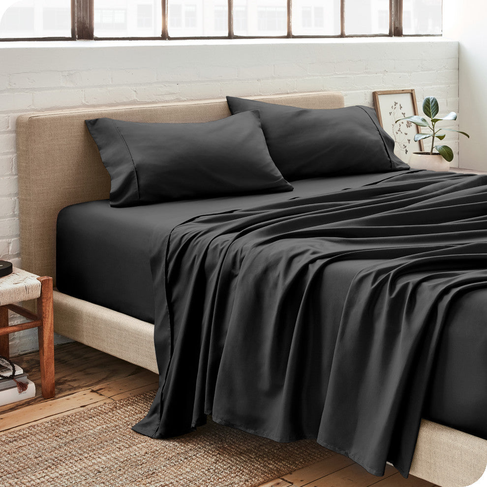 Bare Home Twin XL 1800 Microfiber Sheet Set, Black