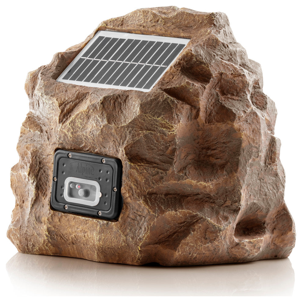 Solar-Powered Outdoor Waterproof Bluetooth Rock Speaker, Brown
