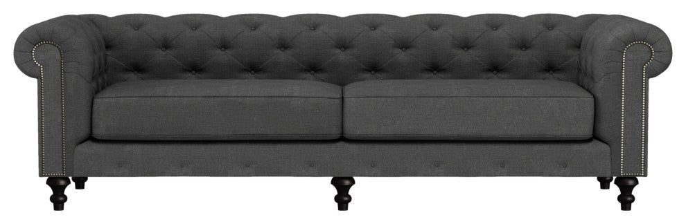 Nativa Interiors London 103" Sofa, Charcoal, Classic Depth