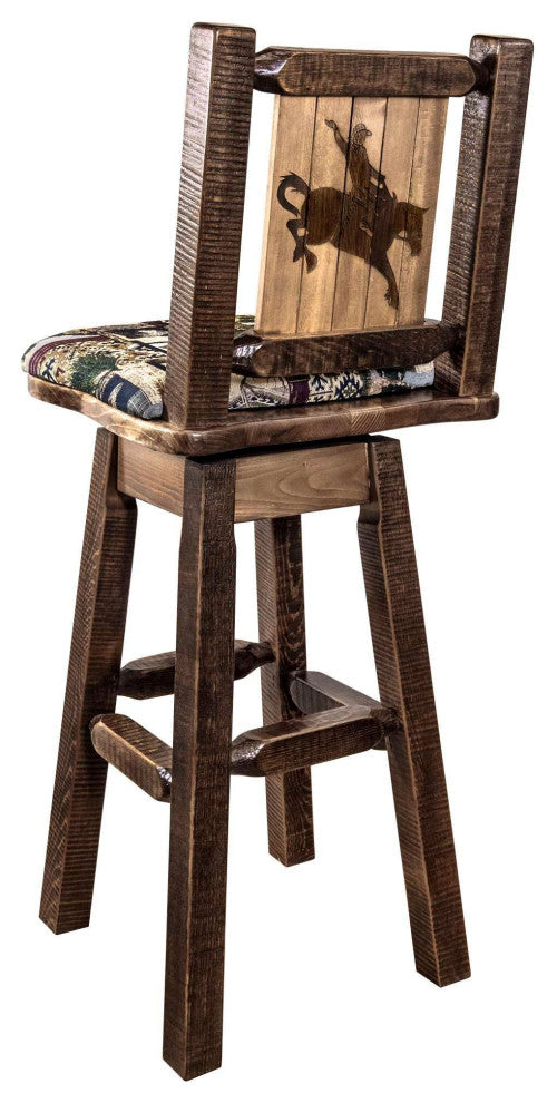 Homestead Collection 24" Upholstered Barstool With Back and Swivel, Bronc