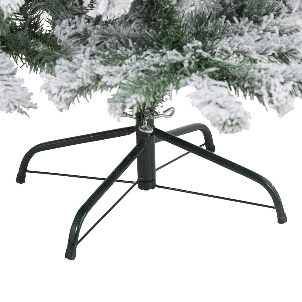 5' Flocked Rock Springs Spruce Faux Christmas Tree With 150 Clear LED Lights