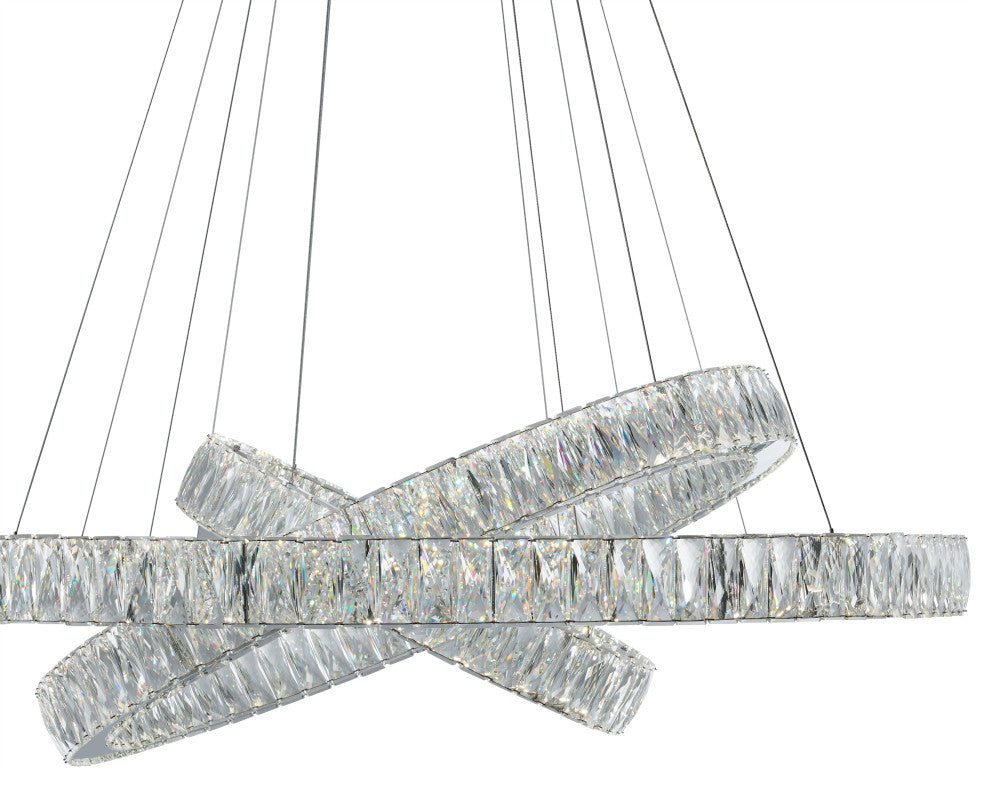 Crystal Elegance Integrated LED 3 Rings Chandelier
