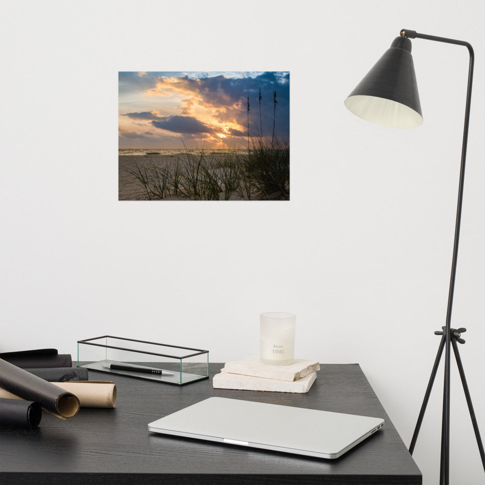 Coastal Style Wall Decor: Anna Maria Island Cloudy Beach Sunset 2 Print, 12" X 16"