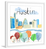 "Colorful Austin" Framed Painting Print, 12x12