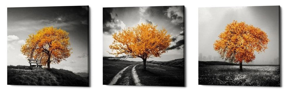 "Vibrant Tree Series: Autumn Triptych (Set of 3)" Giclee Canvas, 36"x12"
