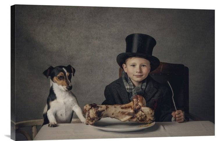"The Dinner" Stretched Canvas Giclee by Monika Vanhercke, 24"x16"