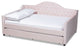 Luanna Light Pink Velvet Upholstered and Button Tufted Full Daybed With Trundle
