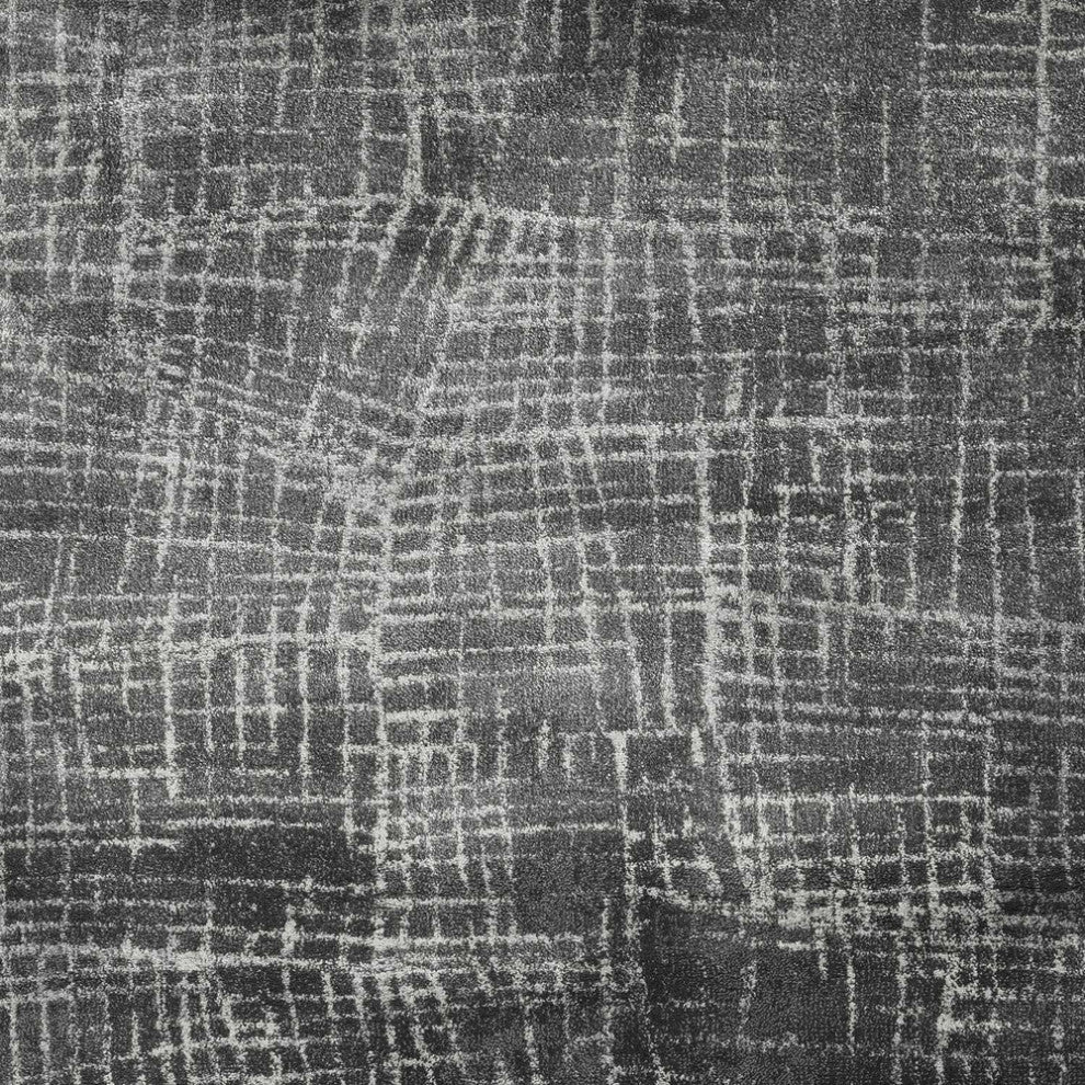5'X8' Grey Machine Woven Abstract Scratch Indoor Area Rug