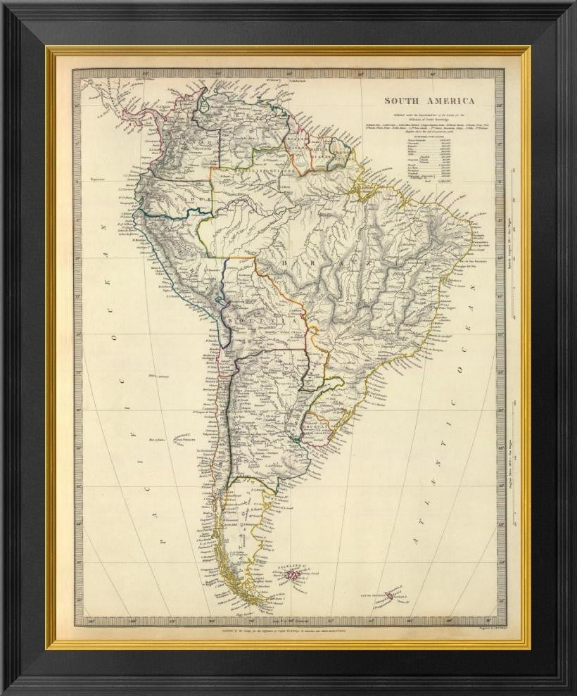 "South America, 1842"  by Society for the Diffusion of Useful Knowledge, 22x26"