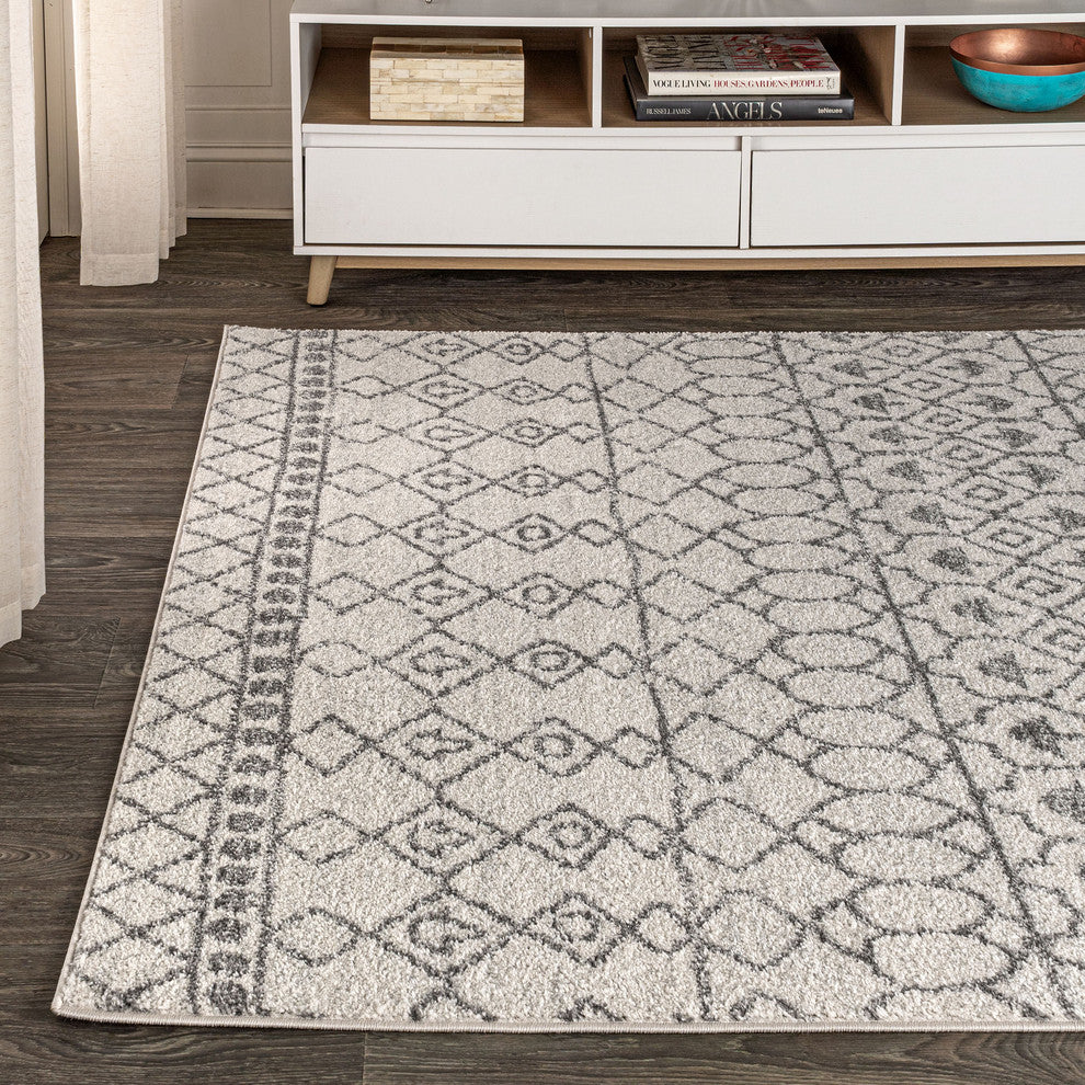 Izil Moroccan Beni Souk Area Rug, Cream/Gray, 3 X 5