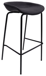 LeisureMod Servos Barstool With Faux Leather Seat and Iron Frame, Black