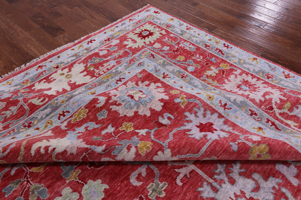 12' Square Handmade Turkish Oushak Wool Rug - Q13277