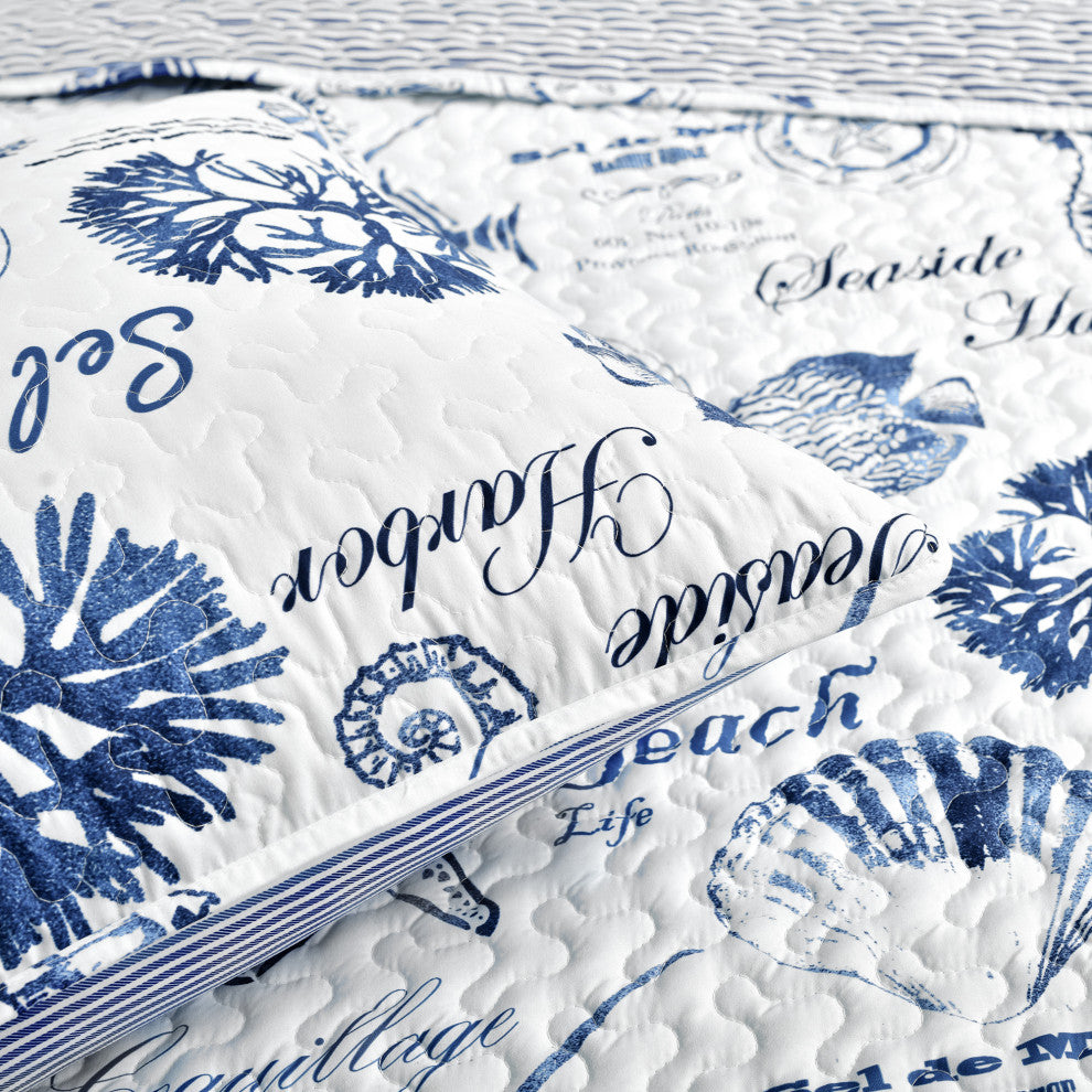 Harbor Life Quilt 7 Piece Set, Indigo, Full/Queen