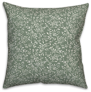 Green Floral Pattern 18x18 Indoor/Outdoor Pillow