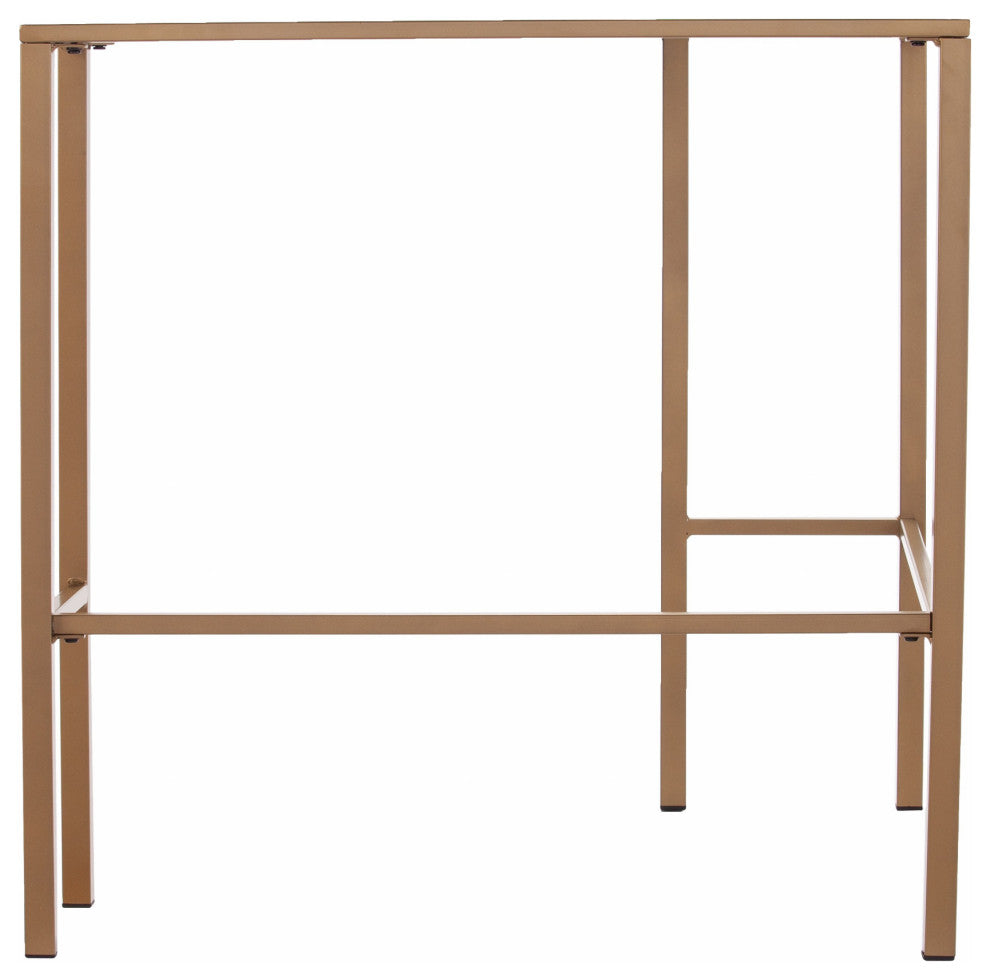 Soft Gold Metal and Glass Corner Desk