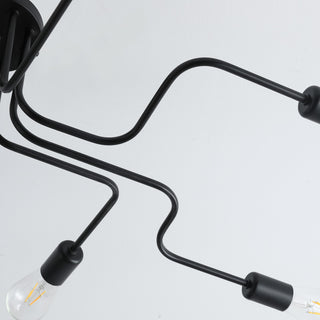 Modern Sputnik Design Semi Flush Mount Ceiling Light, Black