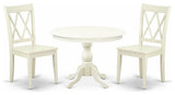 3 Pc Dining Set, Linen White Table, 2 Linen White Chairs, Linen White