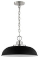Colony 1-Light Small Pendant, Matte Black With Polished Nickel