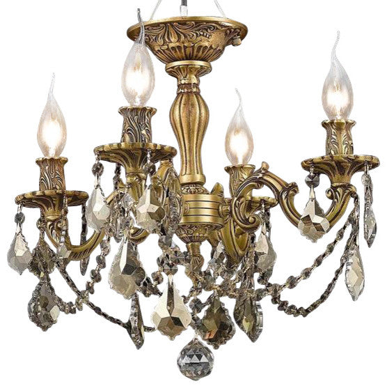 Elegant Rosalia Flush Mount, French Gold Finish With Royal Cut Crystal