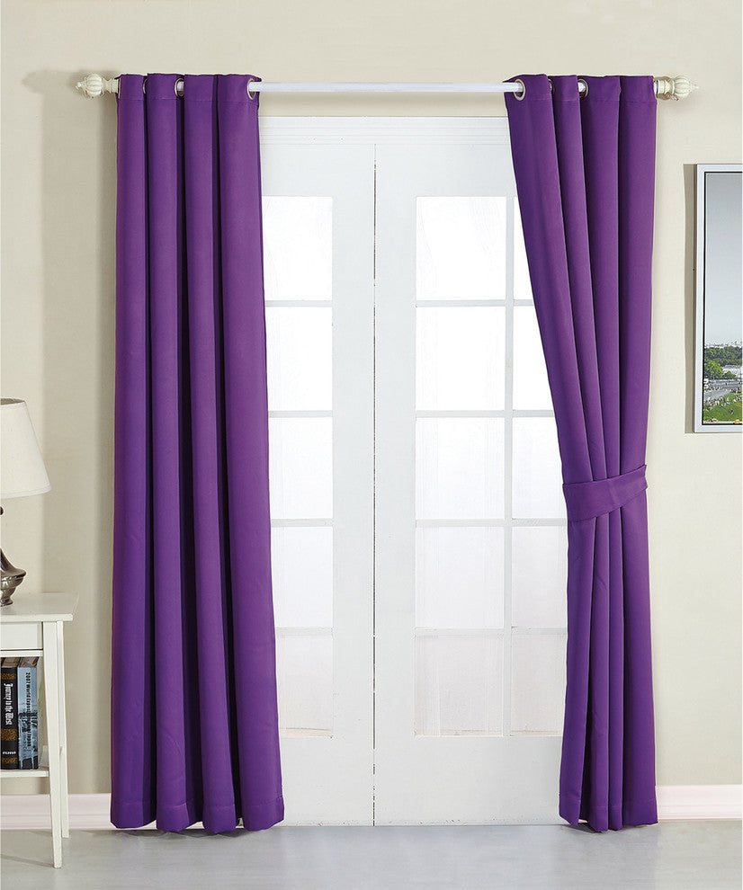 Serenta Black Out Curtains 4 Piece Sets, Imperial Purple, 54" X 96"