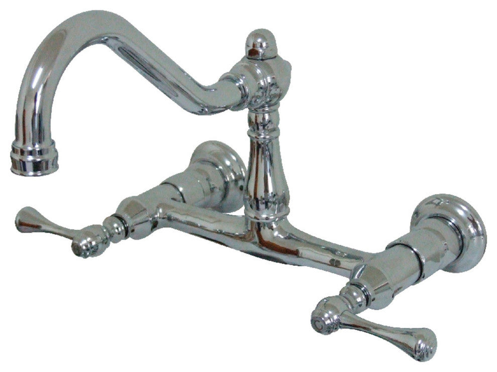 Kingston Brass 8" Center Wall Mount Bathroom Faucet, Polished Chrome