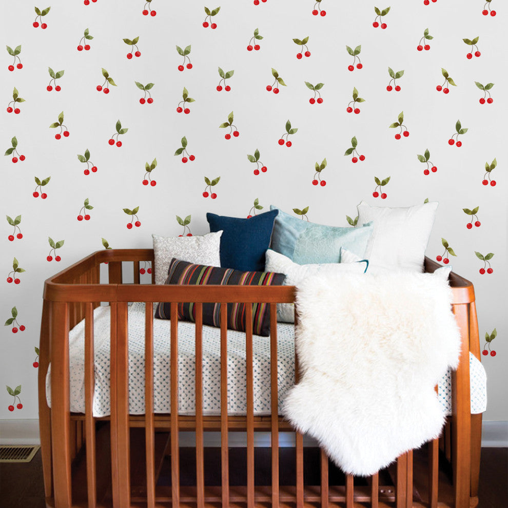 Cherries Patch Peel and Stick Vinyl Wallpaper, 24"w X 108"h