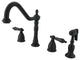 Kingston Brass Widespread Kitchen Faucet With Brass Sprayer, Oil Rubbed Bronze