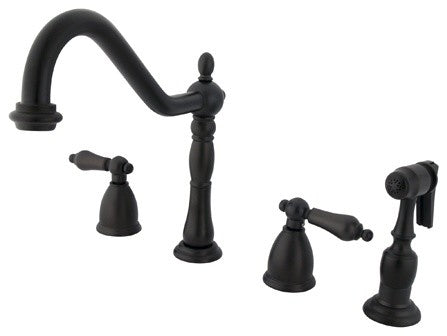 Kingston Brass Widespread Kitchen Faucet With Brass Sprayer, Oil Rubbed Bronze
