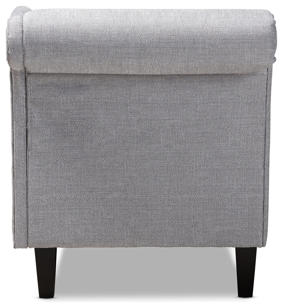 Terra Modern and Contemporary Gray Fabric Upholstered Black Chaise Lounge