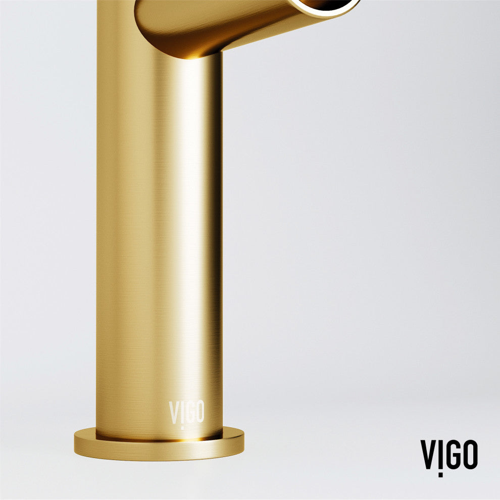 VIGO Ashford 8" H Single Handle Single Hole Bathroom Faucet, Matte Brushed Gold, Without Extras