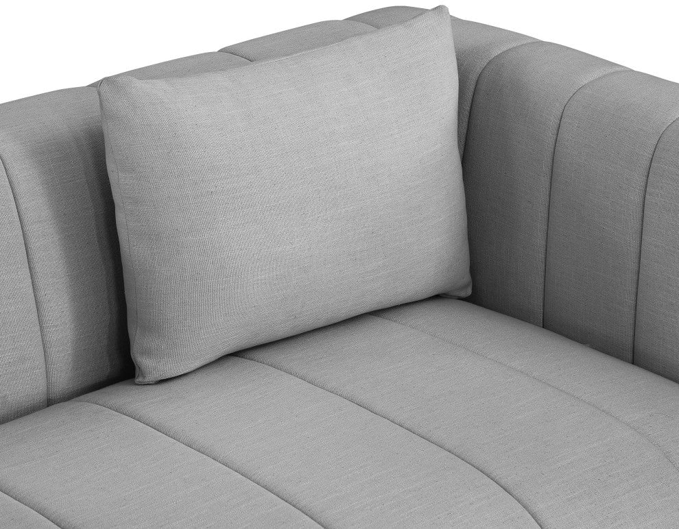 Lucia Beige Linen Textured Fabric Chair, Grey, Loveseat