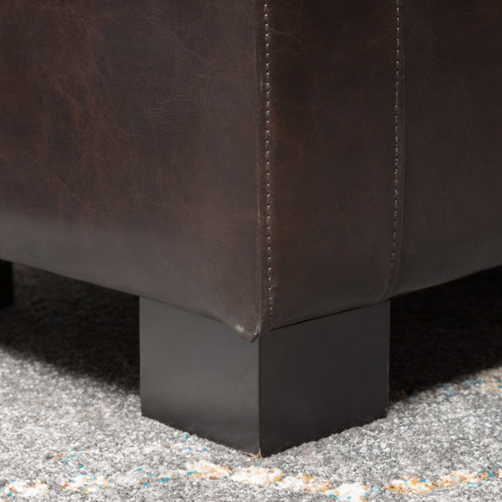 GDF Studio Guernsey Contemporary Tufted Bonded Leather Storage Ottoman Bench