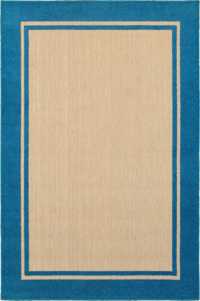 Oriental Weavers Cayman Sand/ Blue Border Indoor/Outdoor Rug 5'3"X7'6"
