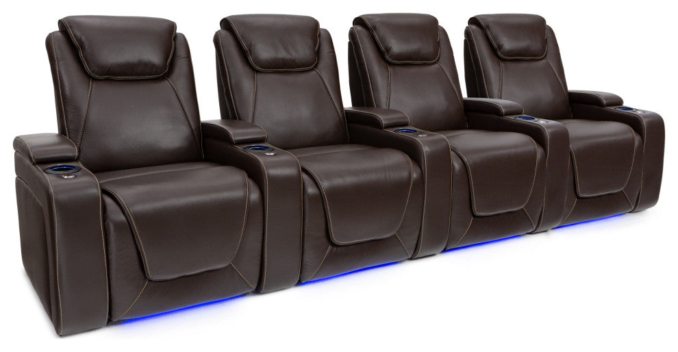Seatcraft Paladin Home Theater Seating, Brown, Row of 4