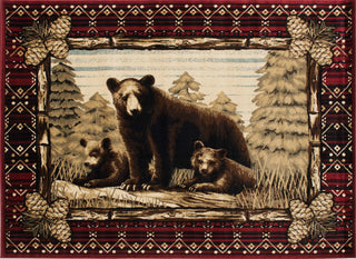 Lodge King Grizzly Gap Rustic Bear Area Rug, 5'3"x7'7"