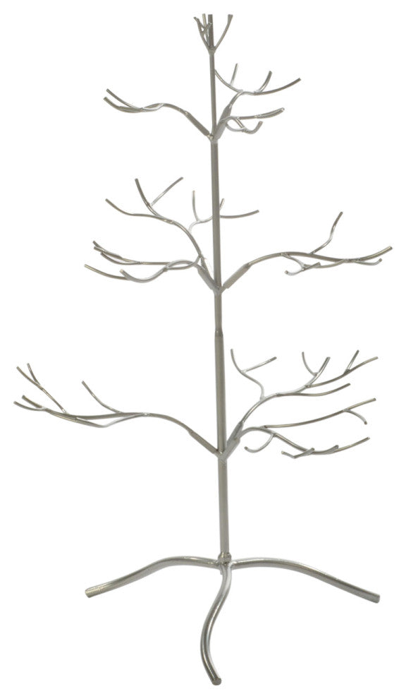 25"H Metal Ornament Tree, Silver