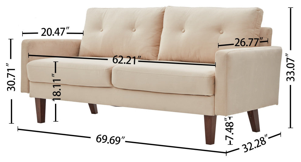 Beige Velvet Modern Tufted Modular Sofa