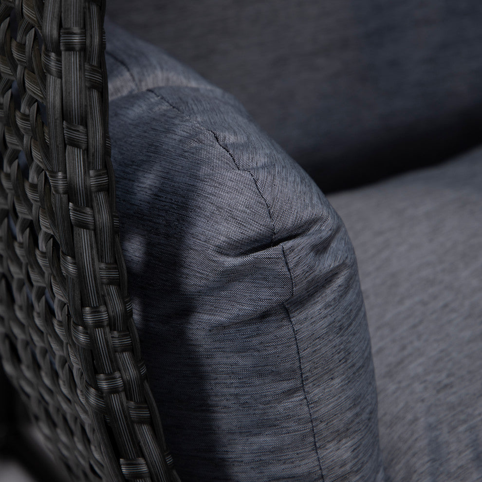 LeisureMod Mendoza Charcoal Wicker Hanging Double Egg Swing Chair, Charcoal