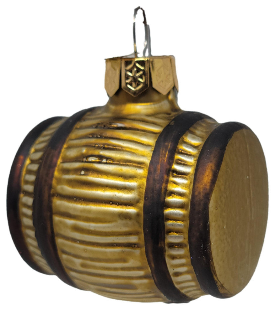 Luxe Glass Wine Barrel Keg Ornament Winery Vineyard Old World Cask Vintage Style