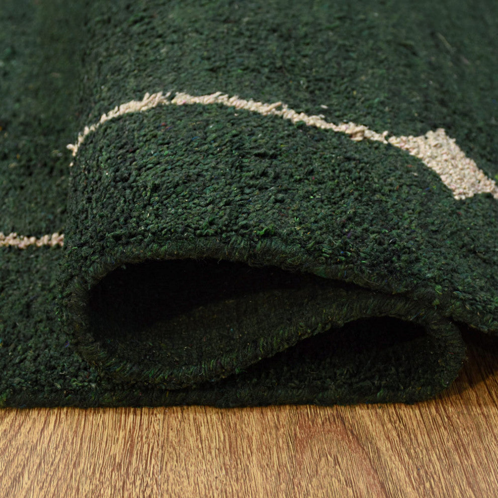 HAND KNOTTED LOOM SILK AREA RUGS-8'x10',Rectangle,Dark Green,Contemporary