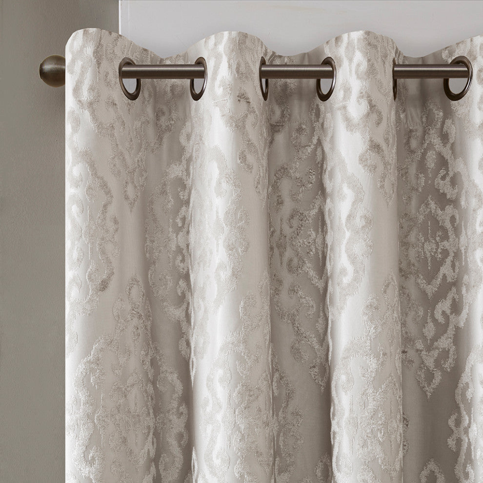 SunSmart Mirage Knitted Jacquard Damask Total Blackout Grommet Top Curtain Panel