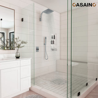 10inch Wall Mounted Rain Shower System With Handheld & Unique Shower Arm, Brushed Nickel