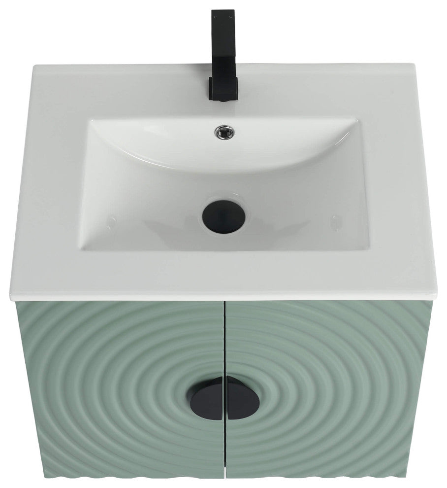 Pellabay Bath Vanity, Fluted Circular Doors Sink Included
