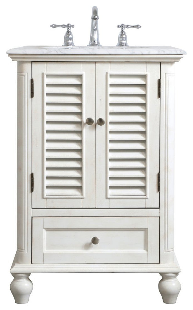 Home Living Single Bathroom Vanity, Antique White, 24"