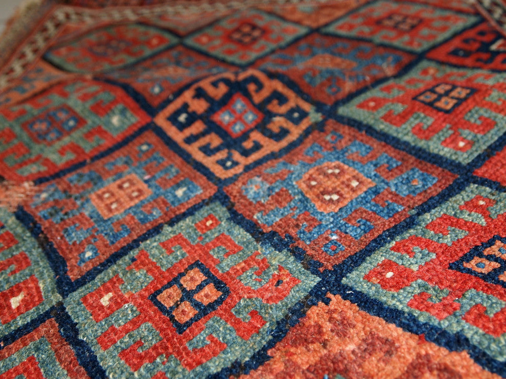 Handmade antique collectible Persian Kurdish bag 1.8' x 2.4' (56cm x 73cm) 1880s