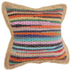 Bold Multicolored Chindi Jute Bordered Throw Pillow