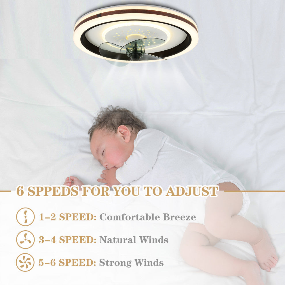 Bella Depot Modern Flush Mount  Reversible Ceiling Fan with Remote and LED Light