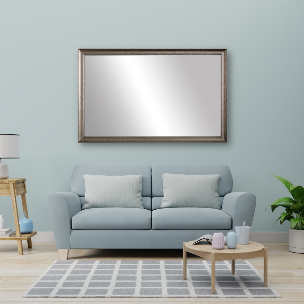 Crenshaw Framed Wall Mirror, Pewter, 20" X 48"