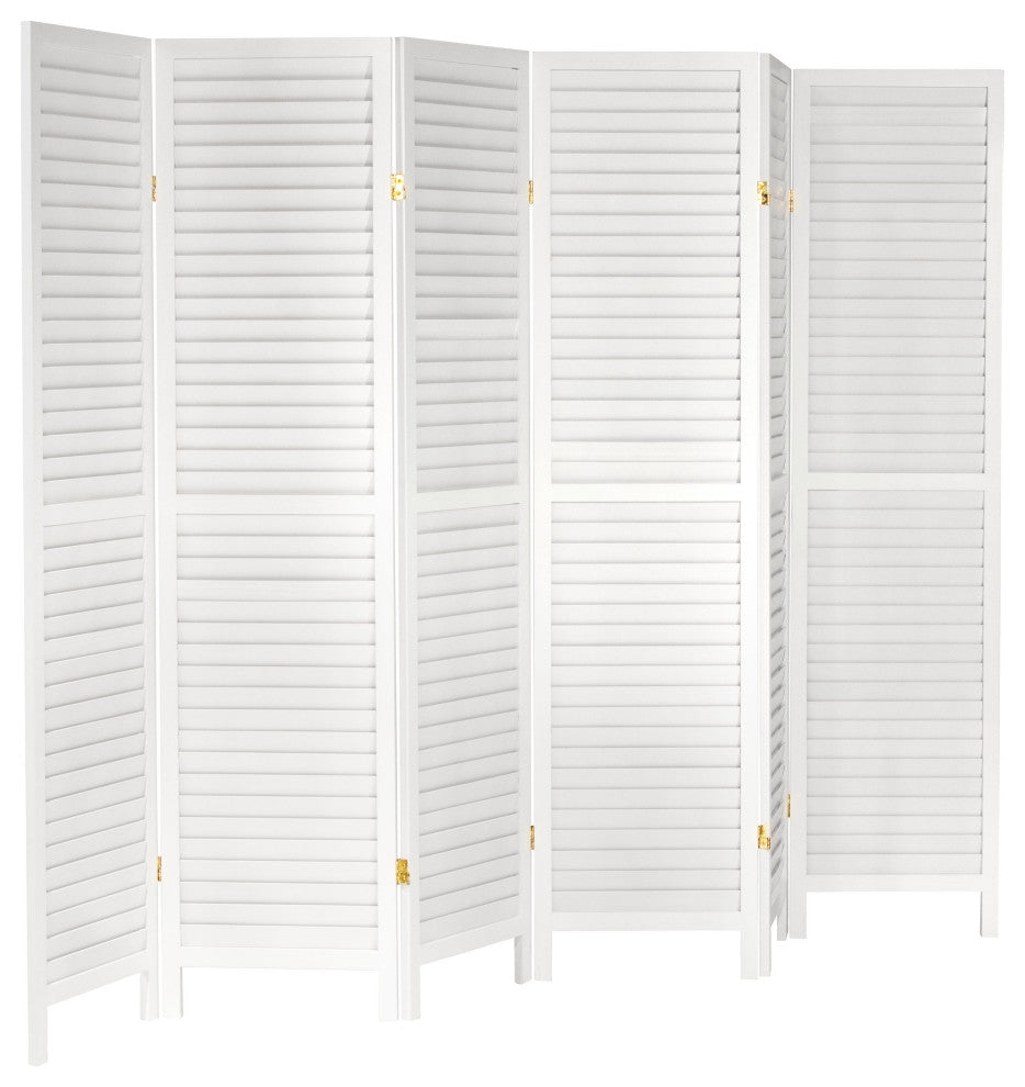 6' Tall Wooden Louvered Room, White, 6 Panel